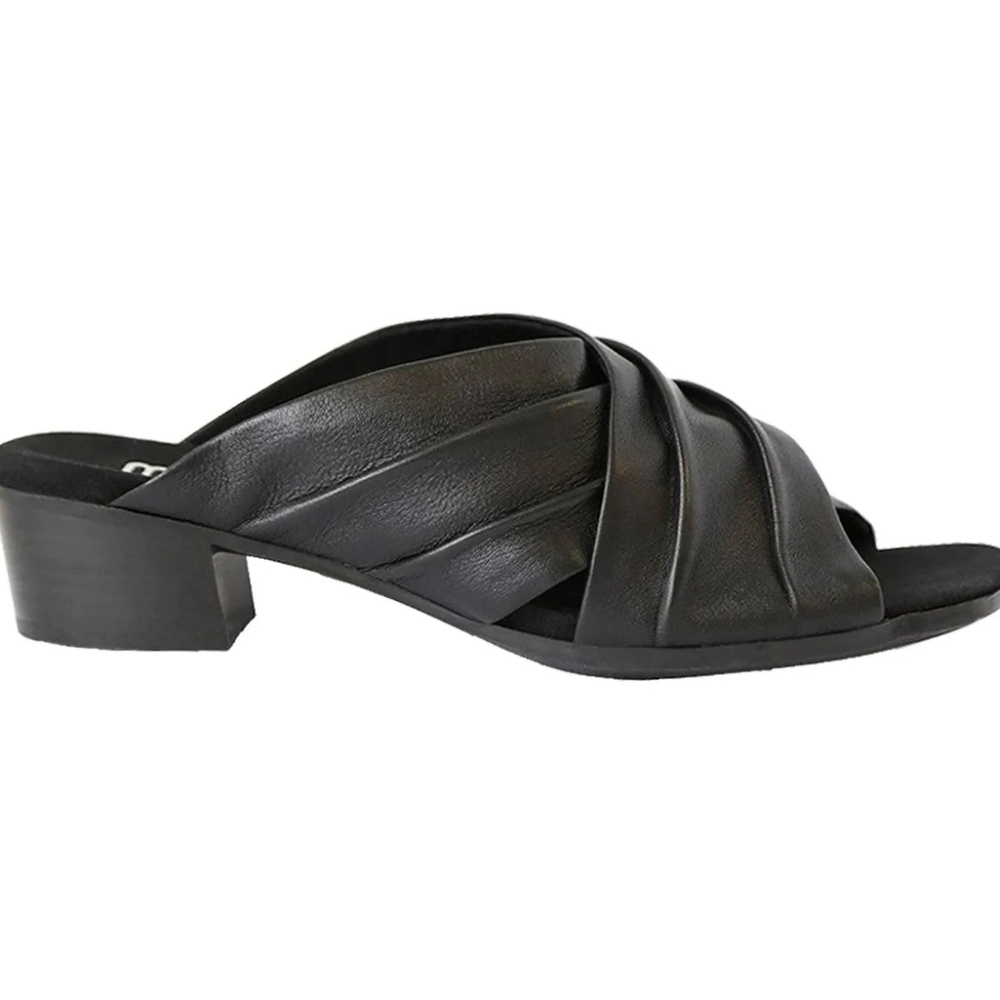 Munro Women's Lee Open Toe Sandal - Black Lamb Leather Sz 9.5